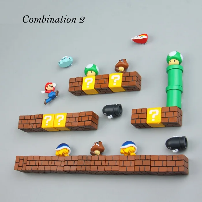 Combination 2 3D Супер Марио Bros магниты на холодильник магнит стикер сообщений мультфильм игровой мультфильм 3D лед коробка Пастер ледяная коробка стикер - Цвет: Combination 2