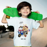 children boys and girls summer tee cartoon teddy bear printed 100 cotton top clothing child casual fashion short sleeve clothes