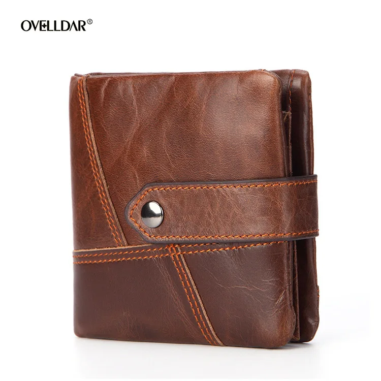 

Кошелек мужской из натуральной кожи, короткий, двухслойный, с отделением для карт