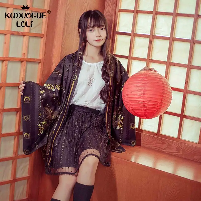 Кимоно женское в японском стиле готический кардиган бохо традиционная уличная