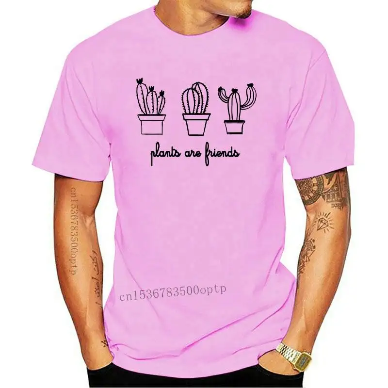 

Plants Are Friends 100% Cotton T-shirt Cute Women Graphic Gardening Tshirt Funny Summer Short Sleeve Vegan Cactus Tees Tops