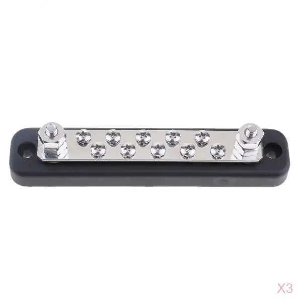 

2 Pack 10 Position 2 Stud Bus Bar Electric Terminal, Power and Ground Junction Distribution Block 100A
