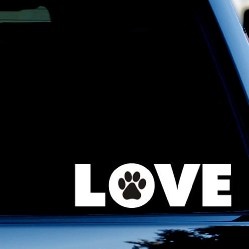 

1,75 дюйма x 6 дюймов, наклейка на бампер с принтом «Love Paw», наклейка для окон, автомобилей, внедорожников, грузовиков, белая
