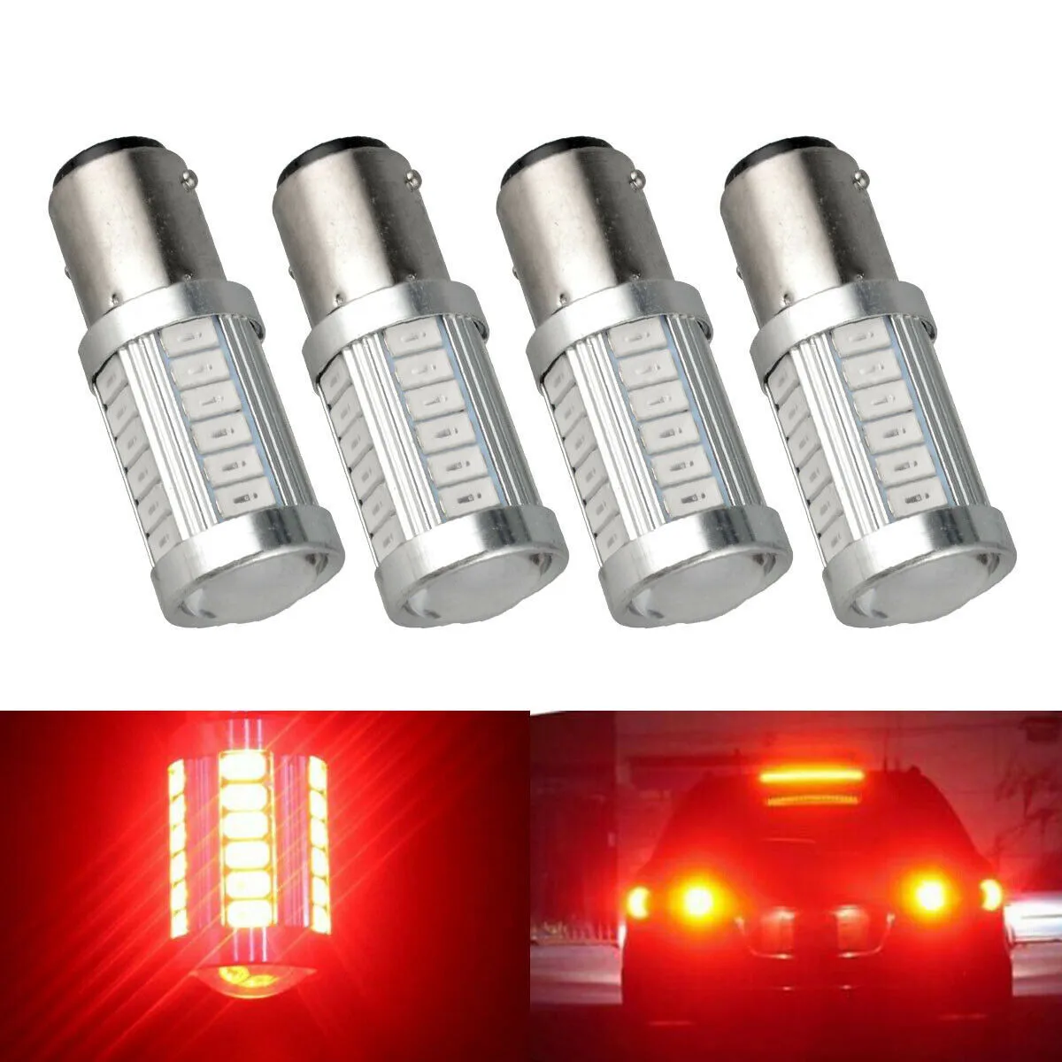 

4Pcs 33SMD Red LED Easy Installation Parts Signal Light Bulbs Tail Brake