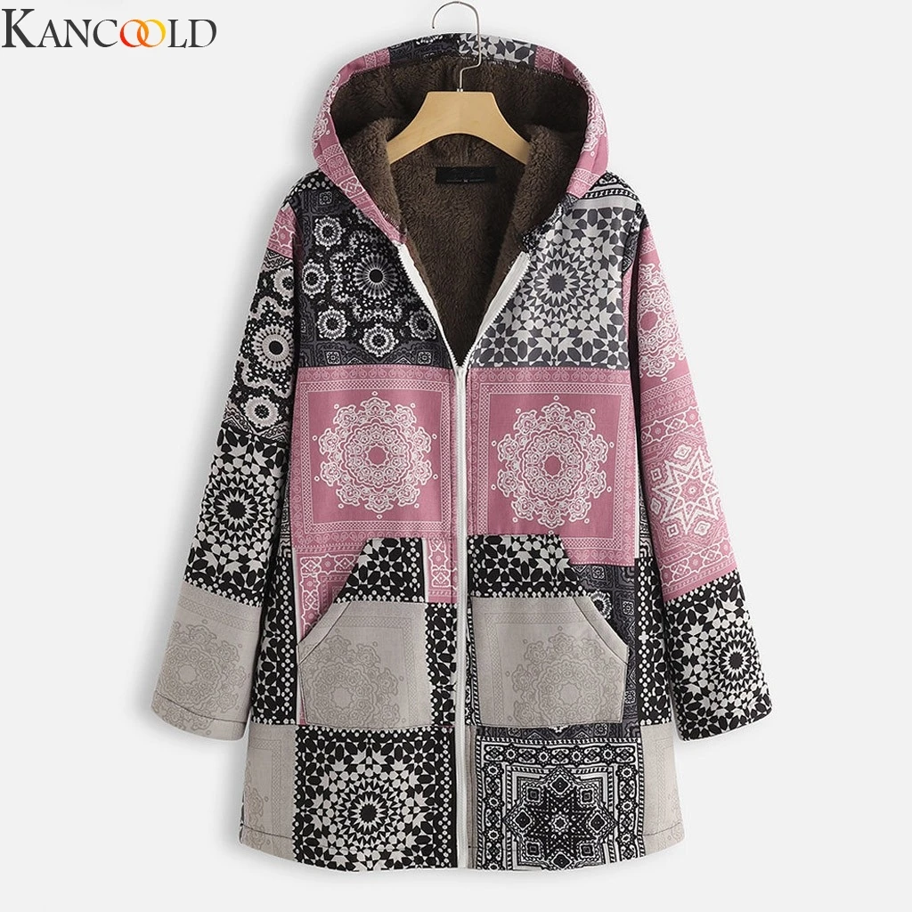 KANCOOLD размера плюс винтажная Женская куртка флисовое пальто зимняя теплая