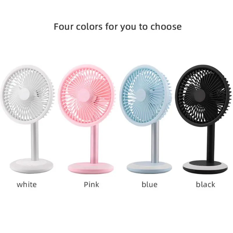 

USB Charging Portable Fan Ultra-quiet Shaking Head Fan with LED Colorful Light
