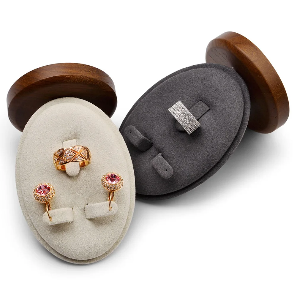 New jewelry stand, creative solid wood oval ring stand, earring display stand jewelry boxes and packaging