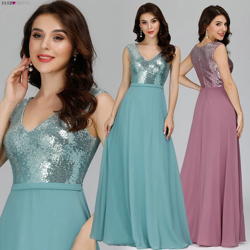 Vestido Madrinha Ever Pretty Бордовые Платья для подружки невесты А силуэта с v образным