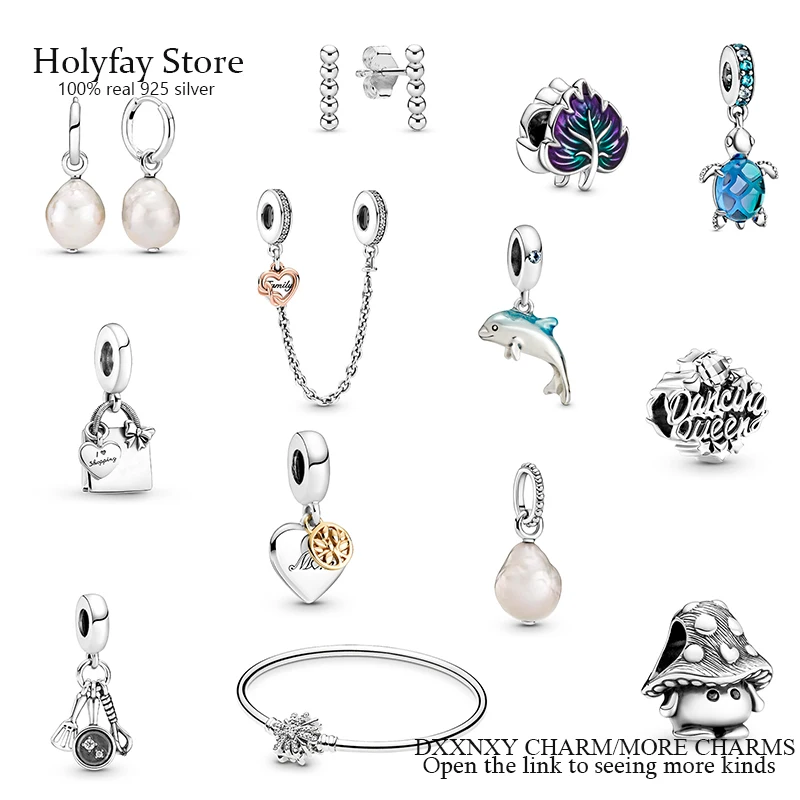 

925 Sterling Silver Mushroom Pulseira Feminina Earrings Pendente Hanging Bead Fit Original Bracelet Like Charms Bijoux DIY Gifts