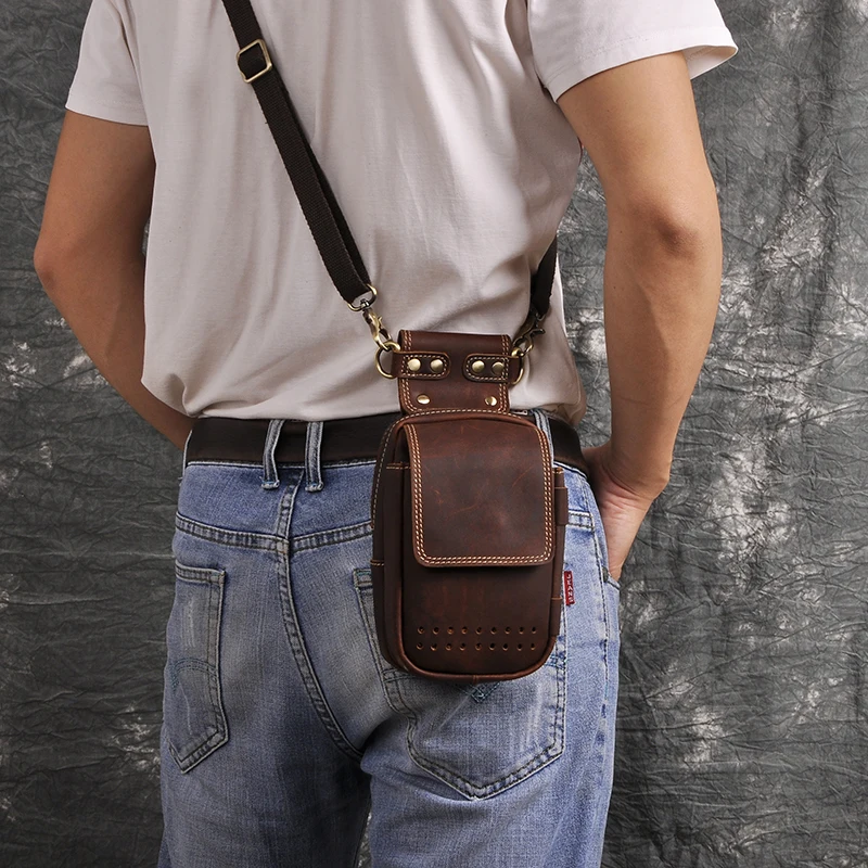 Оригинальная кожаная мужская повседневная дизайнерская маленькая сумка