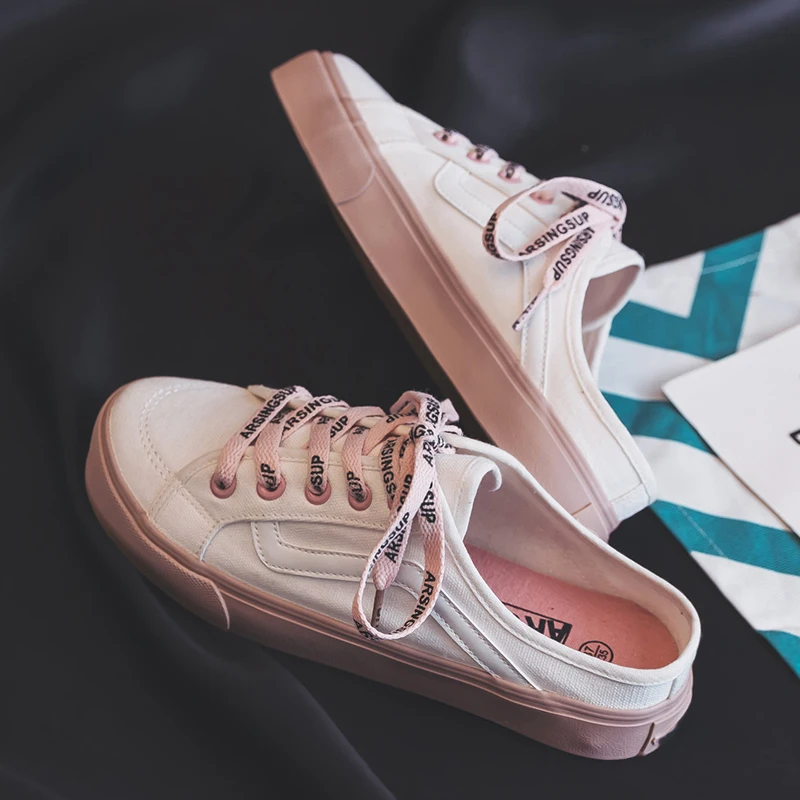 Новая стильная Белая обувь без каблука Женская парусиновая на лето 2019|Обувь