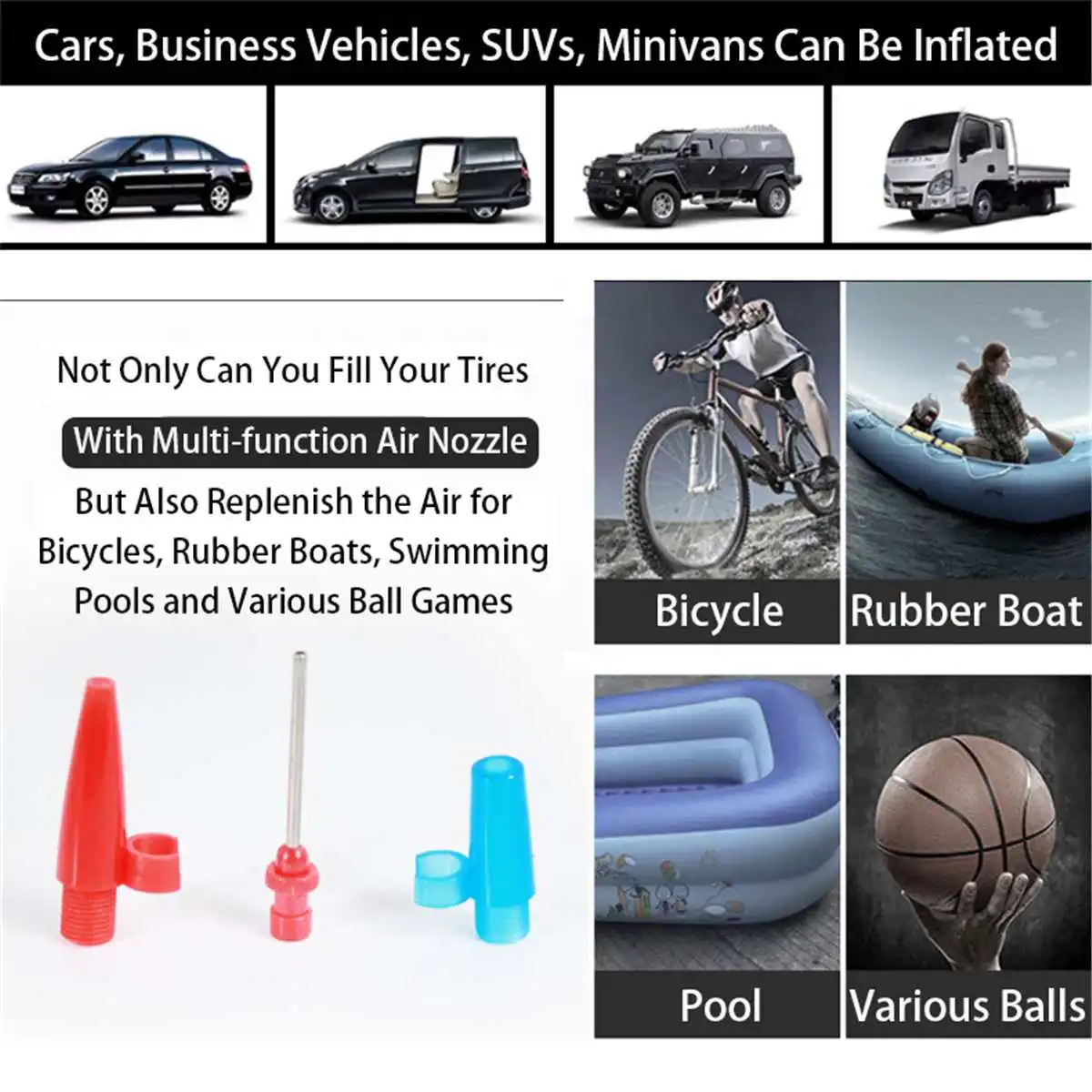 

Multifunction Digital Tire Inflator 12V Car Portable Air Compressor Pump 150 PSI Car Air Compressor for Car Motorcycles Bicycles