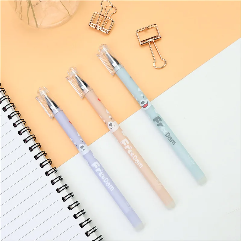 3PCS/LOT Cute erasable pen candy-colored pet dog school stationery 0.5mm blue ink gel pens