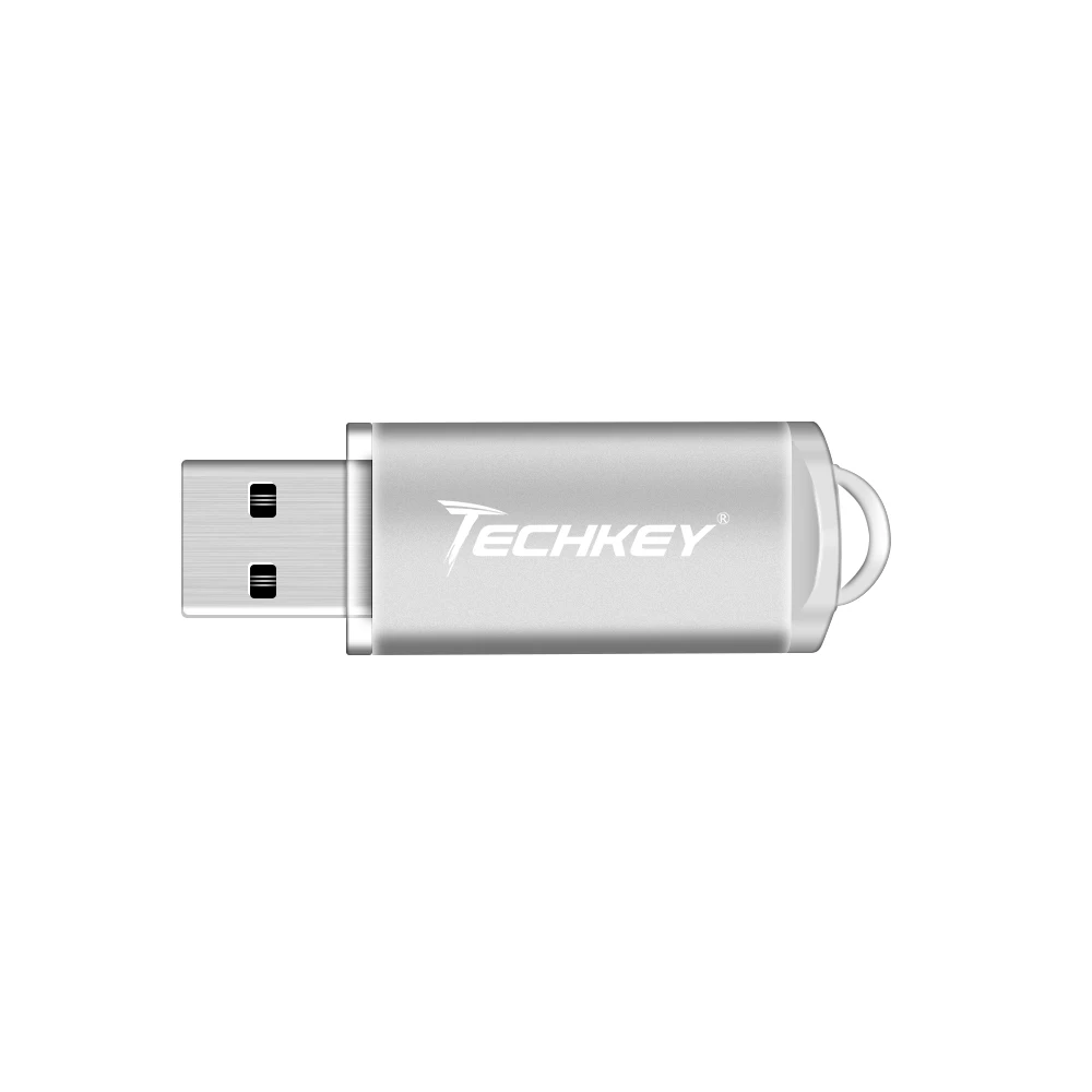 Techkey usb falsh drive 16 ГБ 32 ГБ 8 ГБ 4 ГБ флешка usb2.0 memory stick реальная емкость usb pen drive флешка usb cle - Цвет: silver