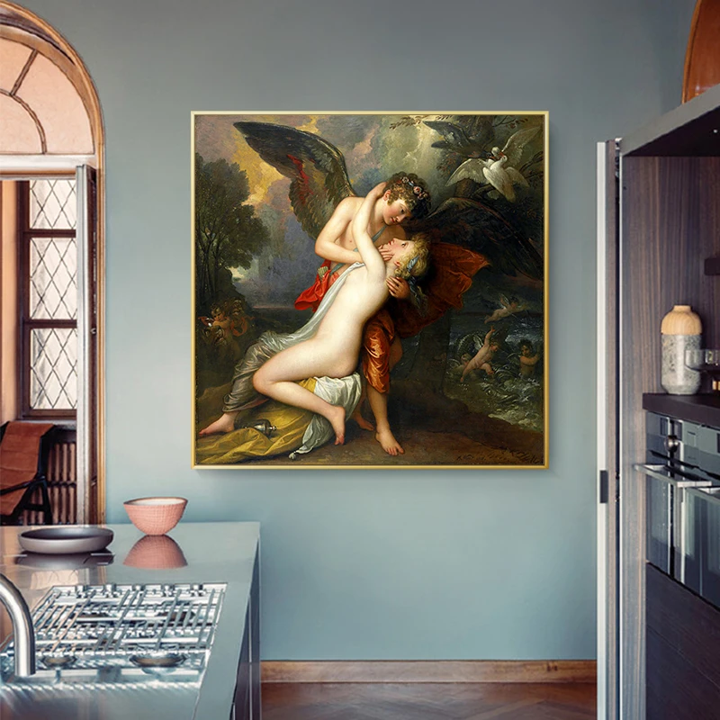 

Эстетические постеры на холсте с Купидоном и психоделическим рисунком, настенные картины, классические картины маслом для гостиной, домашн...