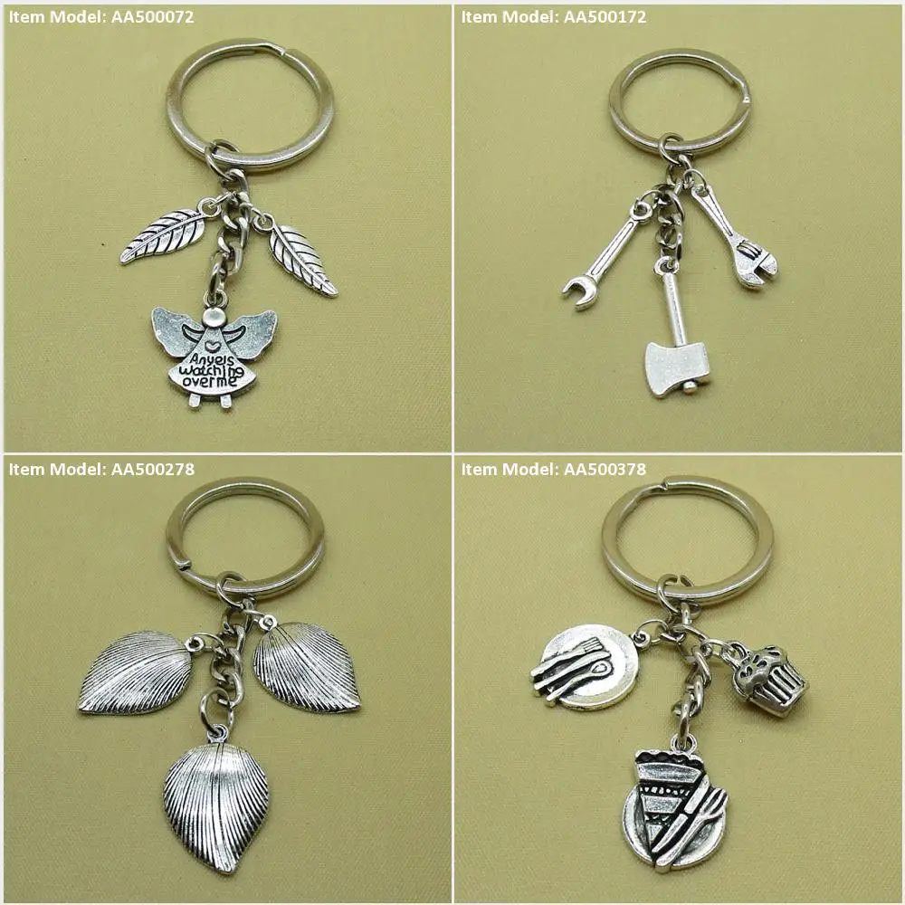 Брелок для ключей с изображением ангелов Листьев топор гаечный ключ сковорода