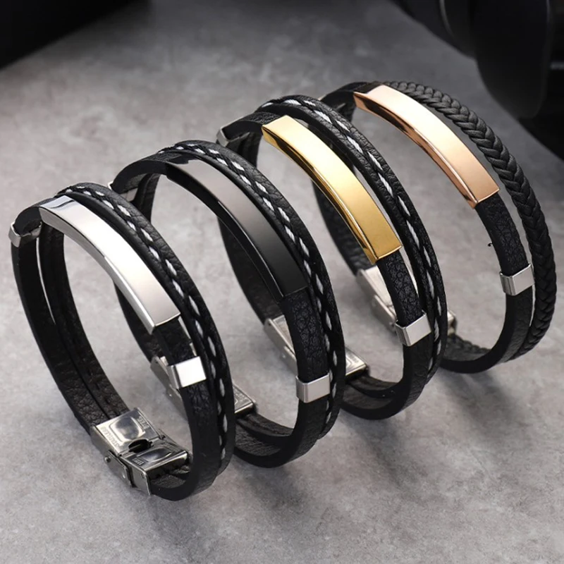 Новинка модный Плетеный Черный Браслет JOINBEAUTY из искусственной кожи Простые