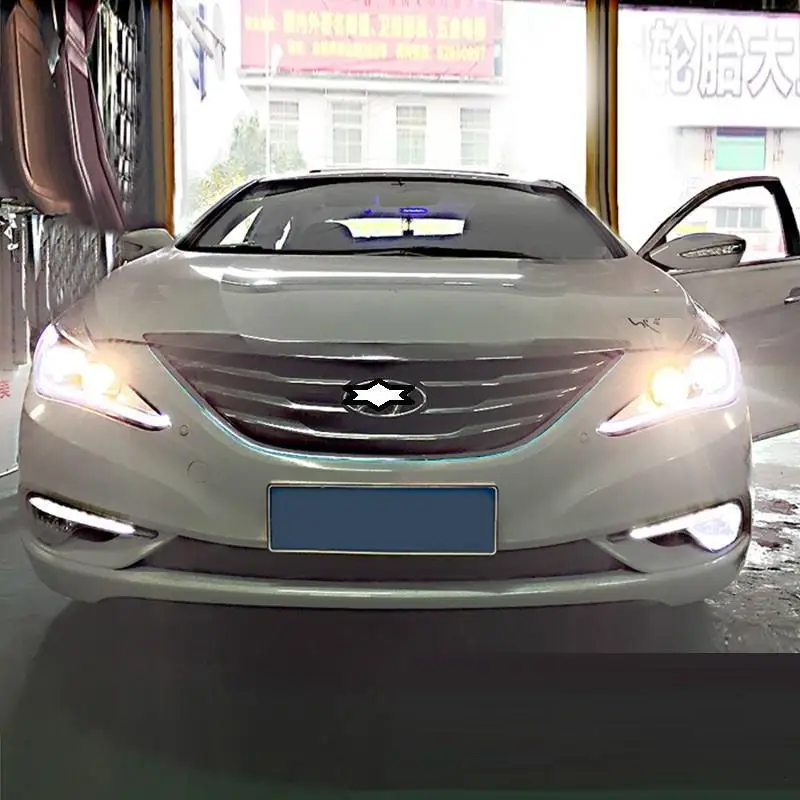 Автозапчасти для автомобилей, автомобильные лампы Drl, светодиодные дневные ходовые фары, задние Автомобильные фары в сборе для hyundai Sonata