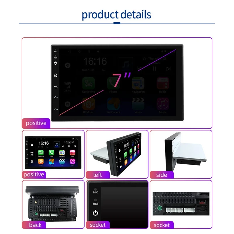 7 дюймов Универсальный Android 8 1 автомобиль MP5 мультимедийный плеер радио WI-FI Bluetooth 4