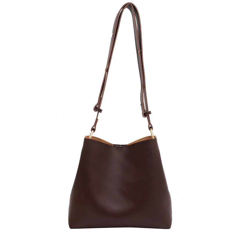 

Solid Color PU Leather Bucket Bags Fashion Classic Shoulder bags Female Travel Large Capacity Totes Bag