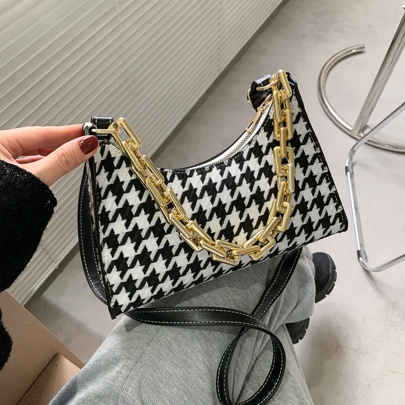 

Fashion Plaid Pattern Messenger bags small PU Leather Shoulder Bags For Women Chain Designer Luxury Handbag Female Travel Tote