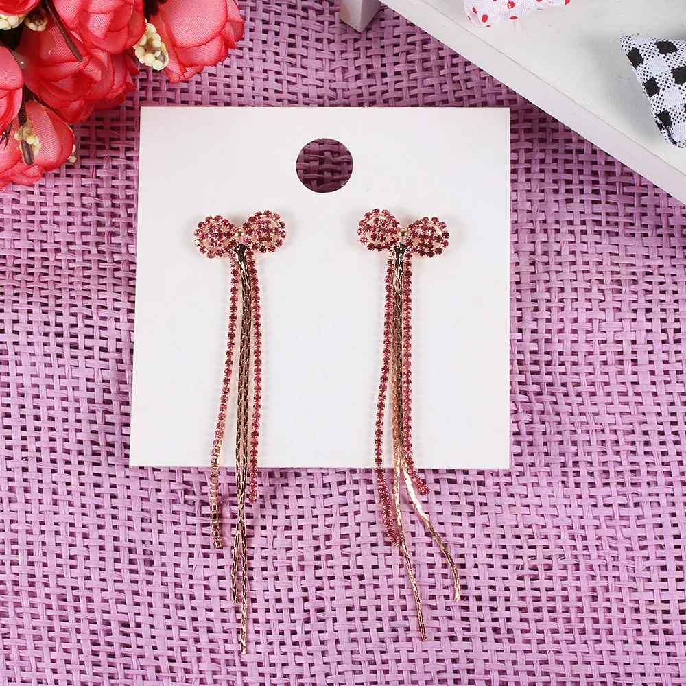 

Banquet Engagement Earrings Give Girlfriend Birthday Gifts Women Earrings Fashion Charm Zircon Tassel Bowknot Earrings