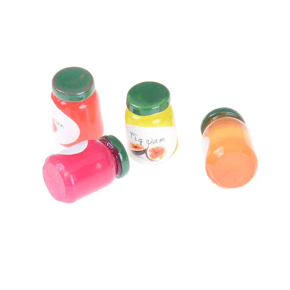 

Miniatures 1:12 Accessories Jams Miniature Kitchen Doll House Kitchen 4 Bottles Jams DIY Doll house Food Play Doll house