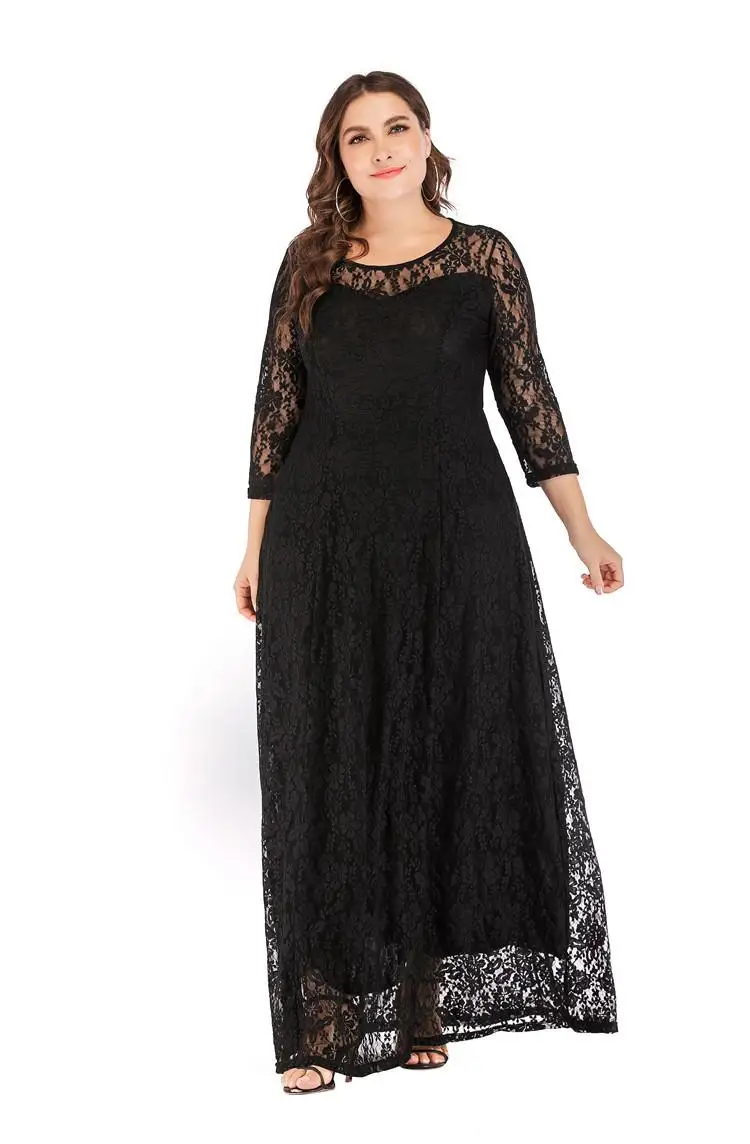 Кружевное платье длиной до пола 5xl 6xl, большие размеры, Женское зимнее платье, элегантное вечернее винтажное Длинное Макси платье, большие размеры, vestidos