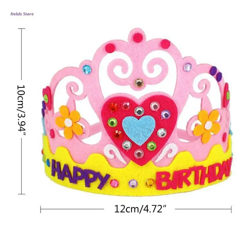 

1Set Party Art Supplies Non-woven Crown Hat Kit DIY Head-wear for Birthday Party