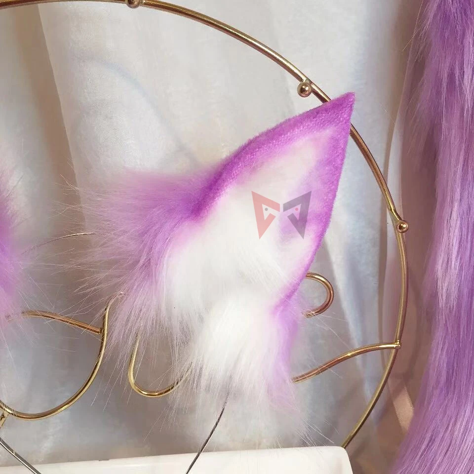 Обруч для волос с лисьими ушками фиолетовый черный|Аксессуары костюмов| |