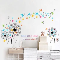 dandelion colorful butterfly wall sticker living room bedroom background decoration wallpaper mural home decor creative stickers