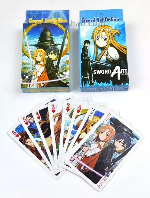Аниме меч искусство онлайн покер Kazuto Kirito Asuna Yui игрушка САО символов игральные