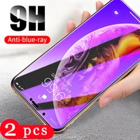2pcs anti blue light protective film for iphone se 6 6s 7 8 plus x xr xs max 11 pro max tempered glass phone screen protector