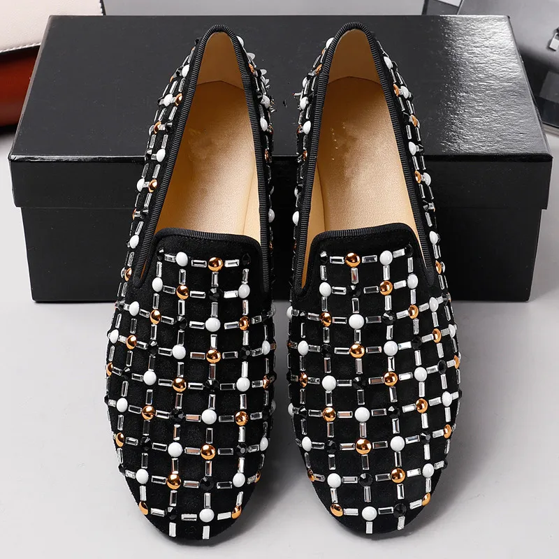 Лоферы со стразами женская повседневная обувь на плоской подошве с кристаллами