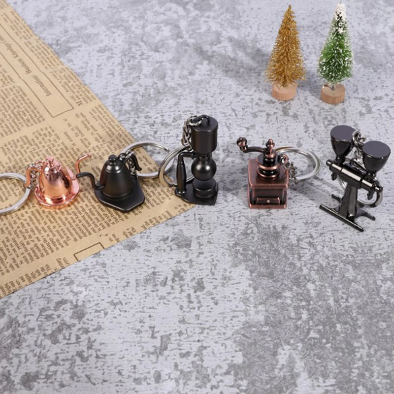 Coffee Tools Key Chain Simulation Coffee Machine Key Ring Best Gift Keychain
