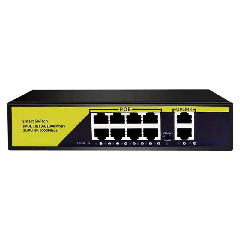52V POE Gigabit Network Switch 10/100/1000Mbps 8 Poe 1000M Port+2 UPLINK Port POE Fast Switch ethernet for IP camera/Wireless AP