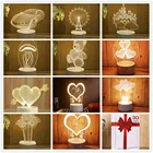 Романтическая 3D лампа в форме сердца, воздушный шар, акриловый светодиодный ночсветильник, декоративная настольная лампа, подарок на день Святого Валентина, любимой жене