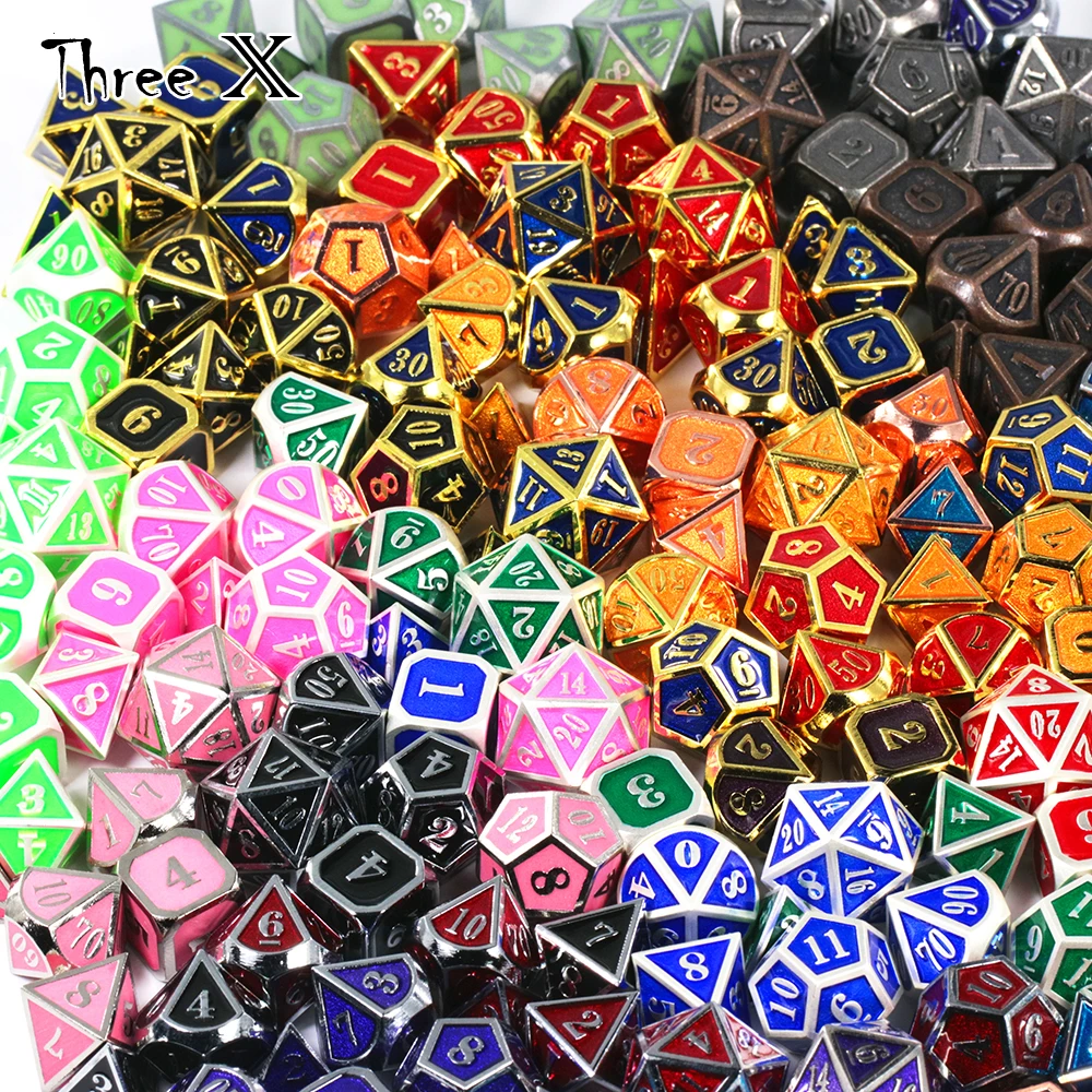 Набор золотых настольных игральных костей DND DNDND 7 die Heavy Metal с подарочным мешком
