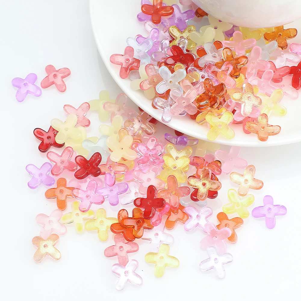 

100Pcs 10MM Flower Petal Shape Crystal Lampwork Glass Loose Bead Top Drilled Pendants For Jewelry Making Hairpin Accessories DIY