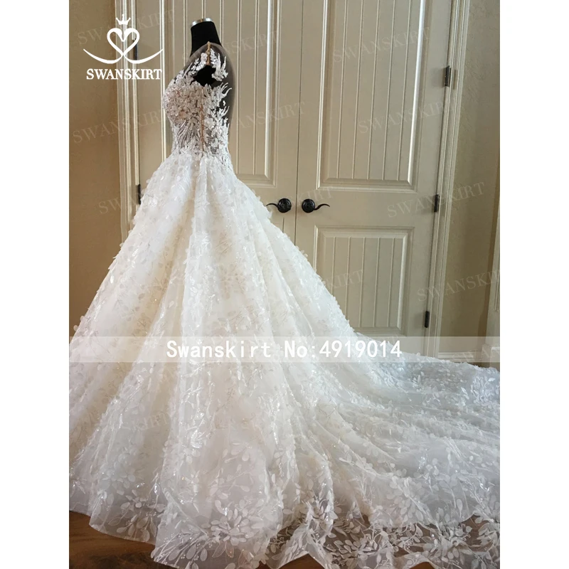 Роскошное бальное платье свадебное платье Swanskirt I215 с открытыми плечами с аппликацией свадебное платье без спинки Принцесса суд Поезд Vestido de Noiva