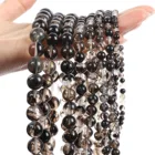 Бусины из натурального камня, черный и белый кварц арбуза, круглые свободные бусины-разделители, бусины для браслета, серьги-гвоздики 4681012 мм