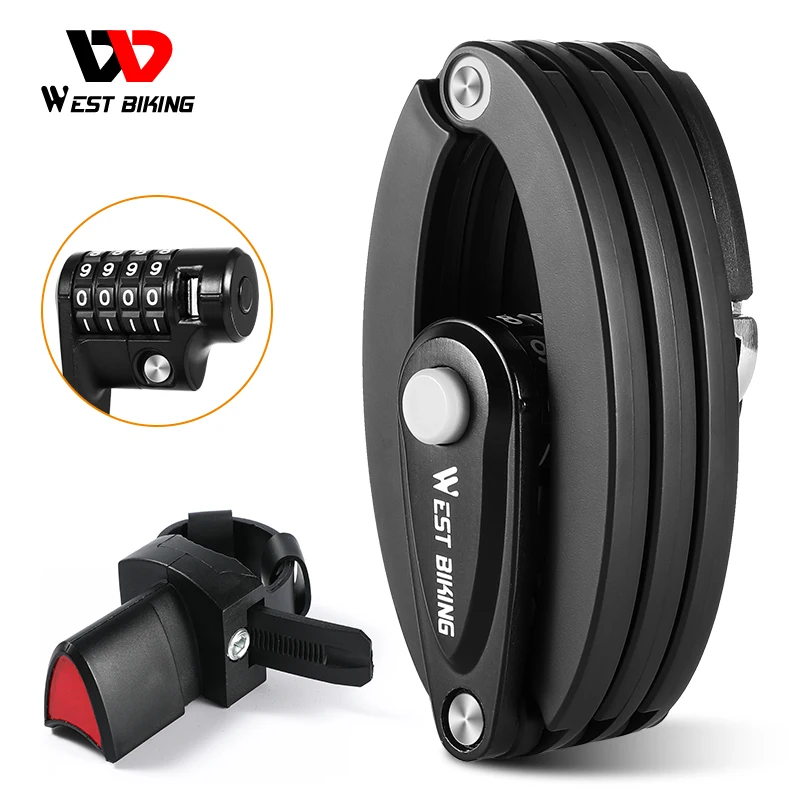 WEST BIKING Foldable Bike Lock MTB Road Bicycle Anti-Theft With 4 Password Coded Strong Security Portable Riding Equipment | Спорт и