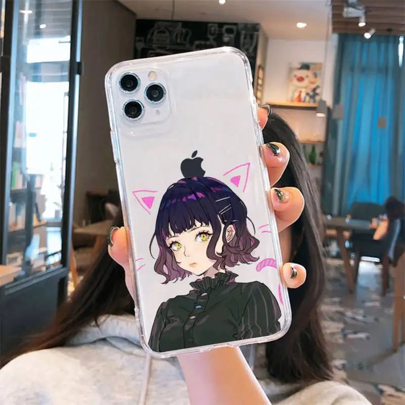

Cartoon cool cute girl Phone Case Transparent soft For iphone 5 6 7 8 11 12 s c se plus mini x xs xr pro max cover shell funda