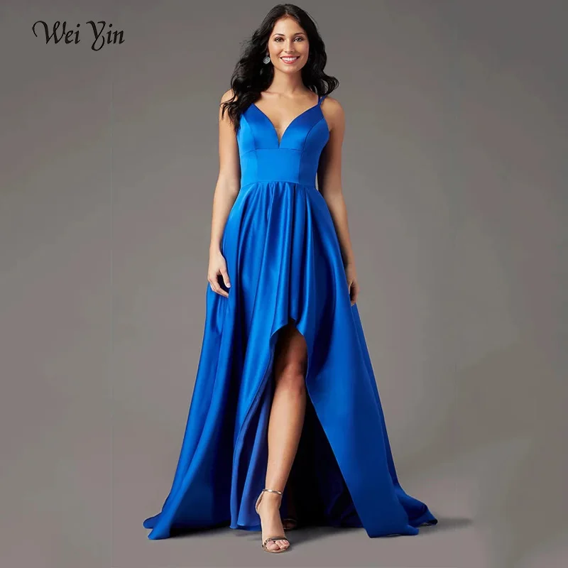 

Wei yin AE0484 вечернее платье трапециевидной формы, элегантное торжественное платье, вечерние платья голубого цвета с открытой спиной, платье дл...