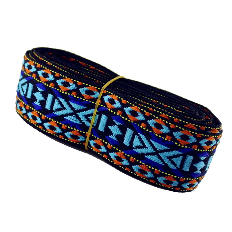 5 ярдов шириной 4 см синяя Геометрическая мозаичная лента для ворса ремешок вышивки корсажные ленты