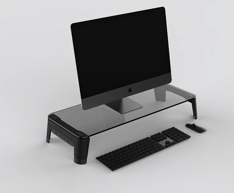 

Desktop Notebook Laptop Monitor Stand Space Bar Non-slip Desk Riser with 4ports USB Hub Data Transmission and Fast Charger 600L