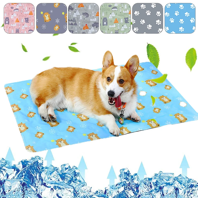 

С рисунком собачки и котика коврик кровать охлаждения летние с мягкой подкладкой коврик для маленьких больших средних собак домашних живот...