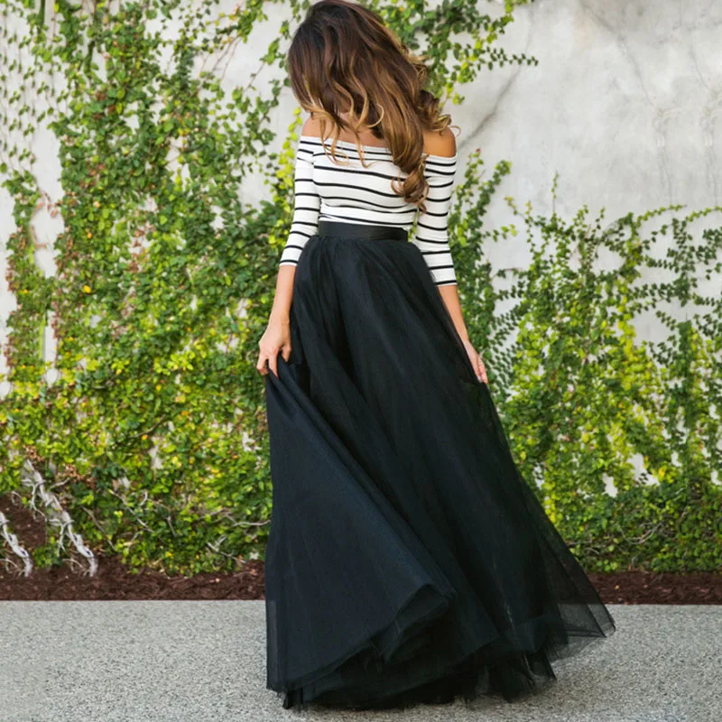 

Женский комплект из 2 предметов, элегантная плиссированная юбка в пол из тюля с высокой талией, бальное платье для подружки невесты, одежда для подружки невесты