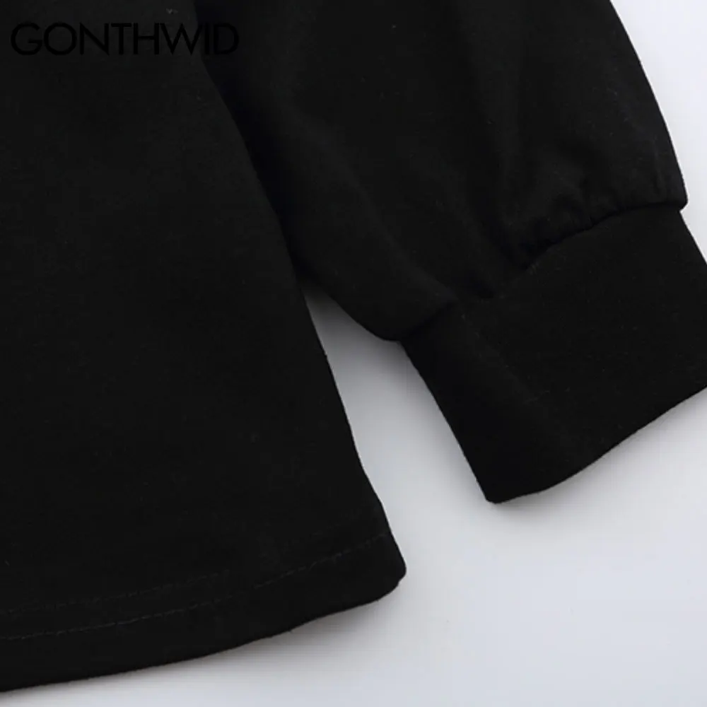 

GONTHWID Tshirts Hip Hop Harajuku Graffiti Rainbow Letter Print Long Sleeve Tees Shirts Streetwear Fashion Loose Cotton Tops