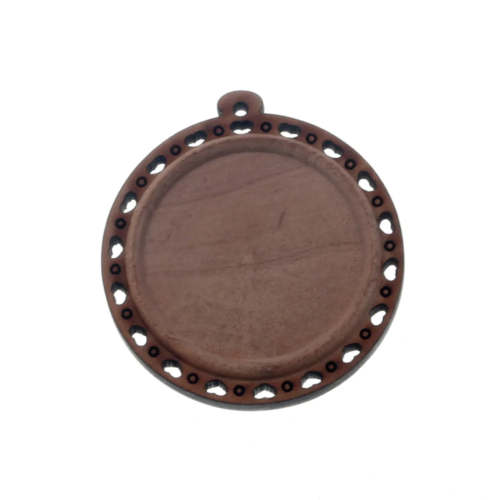 Деревянная круглая овальная основа для кабошона коричневого цвета Деревянные